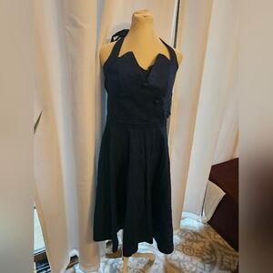 Lindy Bop Dark Blue Halter Midi Dress Xl